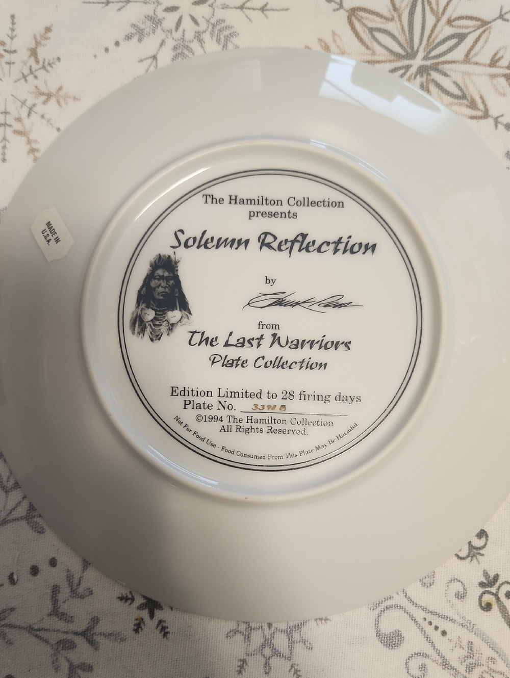 The Hamilton Collection 'Solemn Reflection' Decorative Plate - White
